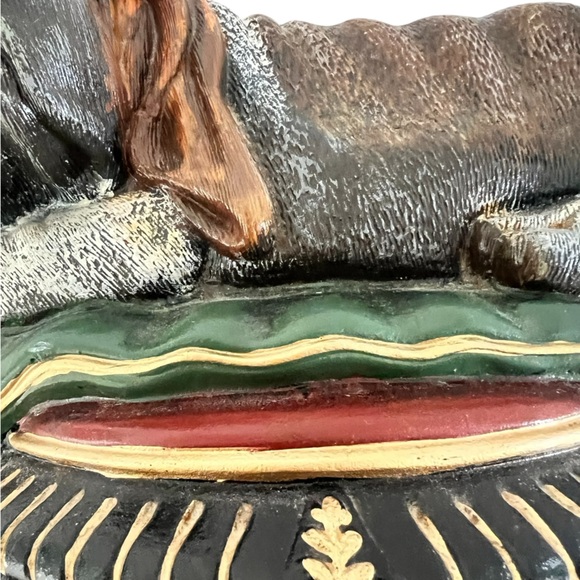 Vintage Bassett Hound Dog Cast Iron Large Doorstop upper deck Vintage Hand Paint - Picture 5 of 14